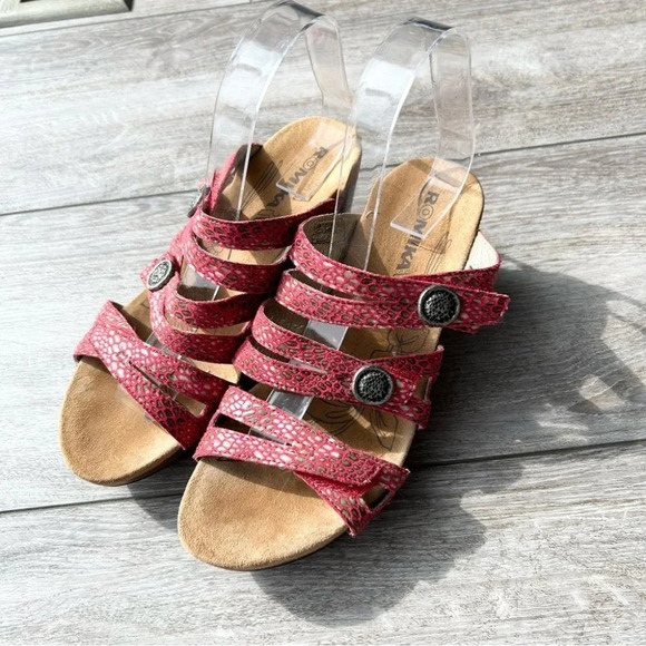 Romika  Red Metallic Wedge Sandals - Picture 2 of 15